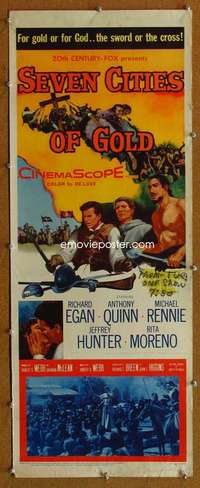 f863 SEVEN CITIES OF GOLD insert movie poster '55 Richard Egan, Quinn