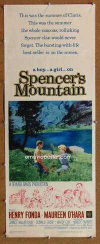 f883 SPENCER'S MOUNTAIN insert movie poster '63 Henry Fonda, Maureen O'Hara
