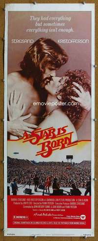 f886 STAR IS BORN insert movie poster '77 Kristofferson, Streisand