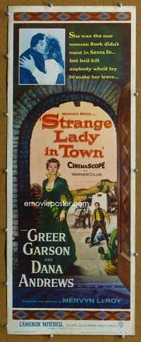 f898 STRANGE LADY IN TOWN insert movie poster '55 Greer Garson