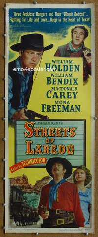 f010 STREETS OF LAREDO insert movie poster '49 William Holden