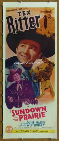 f011 SUNDOWN ON THE PRAIRIE insert movie poster '39 Tex Ritter