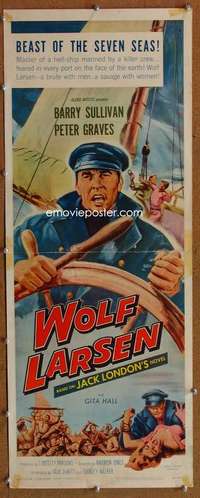 f956 WOLF LARSEN insert movie poster '58 Jack London, Peter Graves