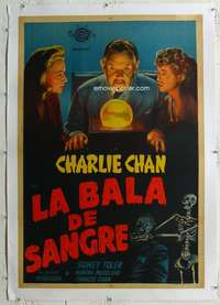 g039 CHARLIE CHAN IN BLACK MAGIC linen Argentinean movie poster '44
