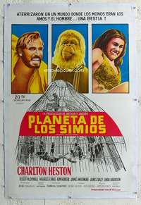 g055 PLANET OF THE APES linen Argentinean movie poster '68
