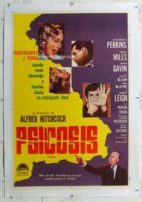 g056 PSYCHO linen Argentinean movie poster '60 Leigh, Hitchcock