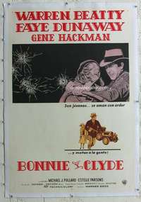 g038 BONNIE & CLYDE linen Argentinean movie poster R70s Beatty