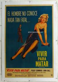 g041 DEADLY IS THE FEMALE linen Argentinean movie poster '50