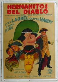 g042 DEVIL'S BROTHER linen Argentinean movie poster '33Laurel&Hardy