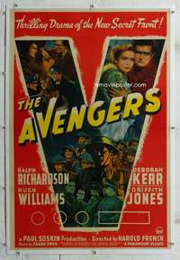 g275 AVENGERS linen one-sheet movie poster '42 Ralph Richardson, WWII