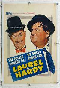 g188 LAUREL & HARDY'S LAUGHING '20s linen Belgian movie poster '65