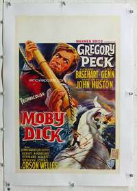 g190 MOBY DICK linen Belgian movie poster '56 Gregory Peck, Welles