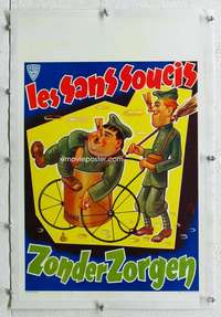 g192 PACK UP YOUR TROUBLES linen Belgian movie poster R50s L & H!