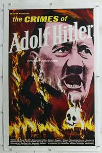 g315 CRIMES OF ADOLF HITLER linen one-sheet movie poster '61 German, WWII!