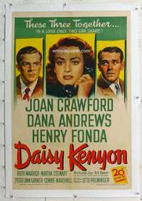 g317 DAISY KENYON linen one-sheet movie poster '47 Crawford, Andrews, Fonda