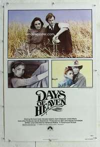 g319 DAYS OF HEAVEN linen one-sheet movie poster '78 Gere, Brooke Adams
