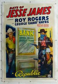 g320 DAYS OF JESSE JAMES linen one-sheet movie poster '39 Roy Rogers
