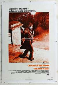 g321 DEATH WISH linen one-sheet movie poster '74 Charles Bronson, Winner