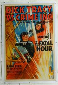 g324 DICK TRACY VS CRIME INC linen Chap 1 one-sheet movie poster '41 Byrd