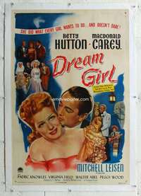 g334 DREAM GIRL linen one-sheet movie poster '48 Betty Hutton, Carey