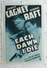 g336 EACH DAWN I DIE linen one-sheet movie poster R47 James Cagney, Raft
