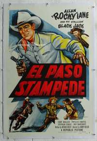 g339 EL PASO STAMPEDE linen one-sheet movie poster '53 Allan Rocky Lane!