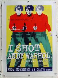 g201 I SHOT ANDY WARHOL linen English double crown movie poster '96 Lili Taylor, Harris
