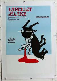g200 LANCELOT OF THE LAKE linen English double crown movie poster '74 Robert Bresson