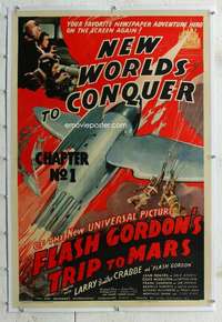 g004 FLASH GORDON'S TRIP TO MARS linen Chap 1 one-sheet movie poster '38
