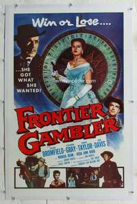 g345 FRONTIER GAMBLER linen one-sheet movie poster '56 win or lose!