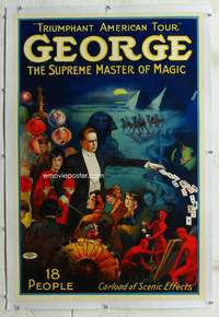 g014 GEORGE THE SUPREME MASTER OF MAGIC linen magic one-sheet movie poster '20s
