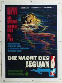 g081 NIGHT OF THE IGUANA linen German movie poster '64 Burton, Lyon