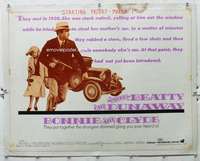 g235 BONNIE & CLYDE linen half-sheet movie poster '67 Warren Beatty, Faye Dunaway
