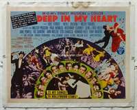 g240 DEEP IN MY HEART linen half-sheet movie poster '54 MGM all-star musical!