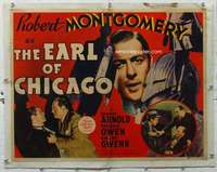 g241 EARL OF CHICAGO linen half-sheet movie poster '40 Robert Montgomery