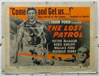 g251 LOST PATROL linen half-sheet movie poster R54 Boris Karloff, McLaglen