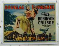 g252 MR ROBINSON CRUSOE linen half-sheet movie poster '32 Fairbanks Sr.