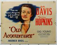 g253 OLD ACQUAINTANCE linen half-sheet movie poster '43 pretty Bette Davis!