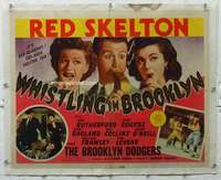 g258 WHISTLING IN BROOKLYN linen half-sheet movie poster '43 Red Skelton