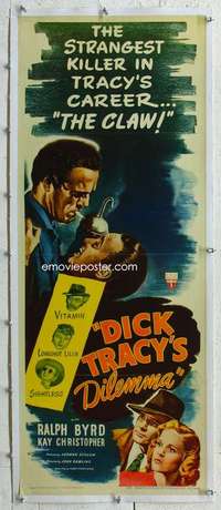 g219 DICK TRACY'S DILEMMA linen insert movie poster '47 Ralph Byrd