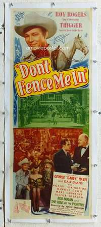 g220 DON'T FENCE ME IN linen insert movie poster '45 Roy Rogers, Evans