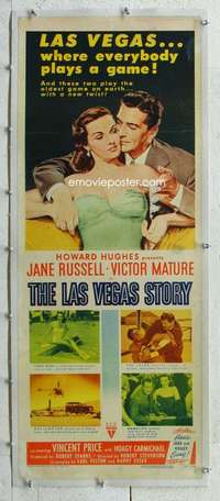 g225 LAS VEGAS STORY linen insert movie poster '52 sexy Jane Russell!