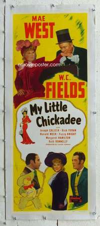 g228 MY LITTLE CHICKADEE linen insert movie poster R48 W.C. Fields