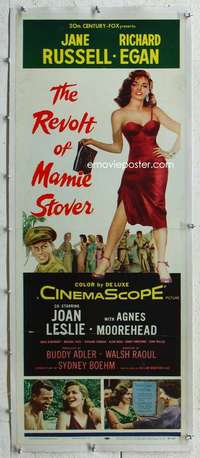 g229 REVOLT OF MAMIE STOVER linen insert movie poster '56 Jane Russell