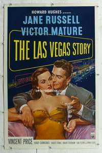 g381 LAS VEGAS STORY linen one-sheet movie poster '52 sexy Jane Russell!