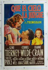 g384 LEAVE HER TO HEAVEN linen Spanish/U.S. one-sheet movie poster '45 Tierney