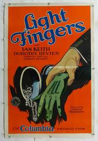 g387 LIGHT FINGERS linen one-sheet movie poster '29 great jewel thief image!