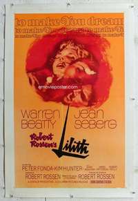 g390 LILITH linen one-sheet movie poster '64 Warren Beatty, Jean Seberg