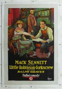 g392 LITTLE ROBINSON CORKSCREW linen one-sheet movie poster '24 Mack Sennett