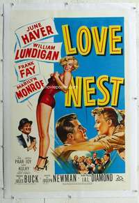 g395 LOVE NEST linen one-sheet movie poster '51 sexy Marilyn Monroe!